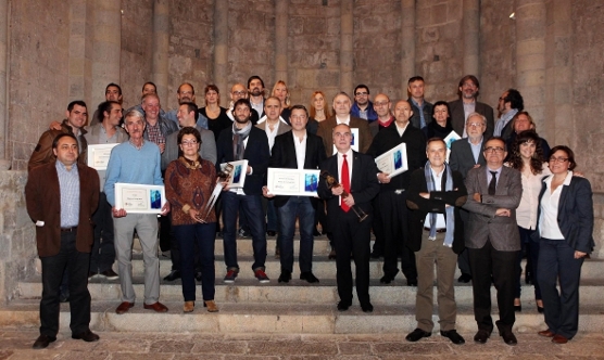 Els guardonats amb els Premis Mosques de la Informació 2013. Foto: Cèlia Atset / CPC Girona