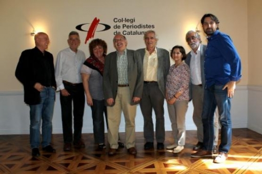 El jurat. D'esquerra a dreta: Tresseras, Mazcuñán, Carreras, Badia, Gifreu, Oliva, Villatoro i Finestres.