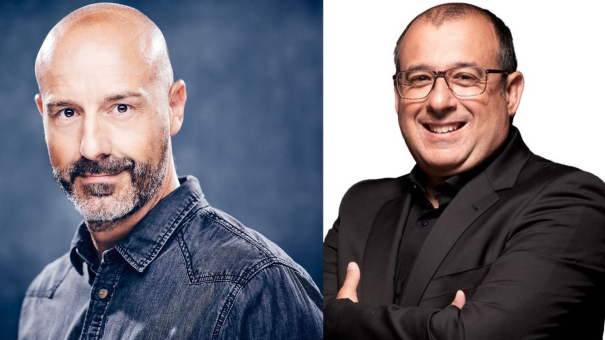 Els periodistes Joan Maria Pou i Ricard Torquemada.