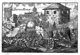Un gravat del setge austriacista de 1705 quan Barcelona estava sota control dels borbònics