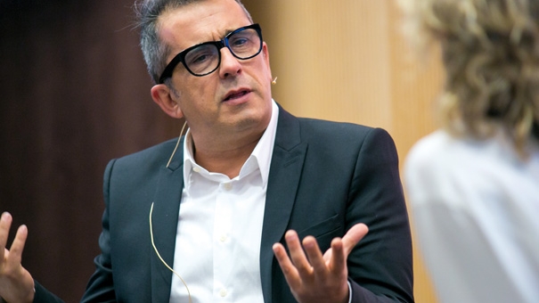 Andreu Buenafuente i Mònica Terribas durant la conversa que van mantenir al congrés. 