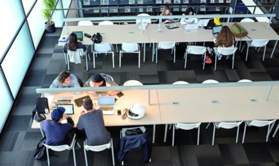 Estudiants de la Blanquerna a la Biblioteca. (Foto:Dani Codina)