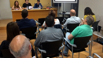 Un moment de l'assemblea informativa de Girona.