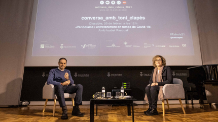 Toni Clapés i Isabel Pascual, abans de començar la conversa.