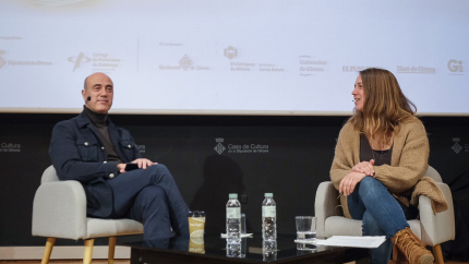 Tomàs Molina i Cristina Valentí, en un moment de la conversa.