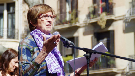 Montserrat Minobis, en un acte en contra de la violència masclista.