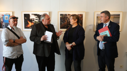 David Aparicio, Jordi Grau, Glòria Sánchez i Miquel Noguer, durant la inauguració. 