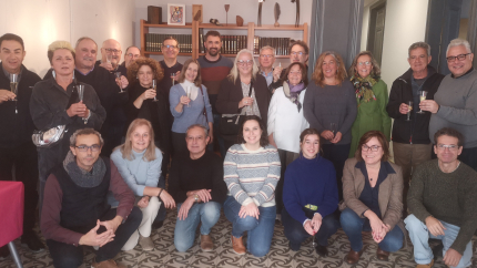 Una de les fotos de grup de la II Trobada de Nadal de Periodistes de Girona.
