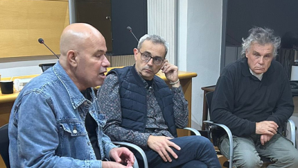 Kayed Hammad, durant la trobada amb periodistes gironins.