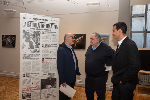 Ramon Besa, Jordi Grau i Xevi Masachs, abans de començar la conversa. 