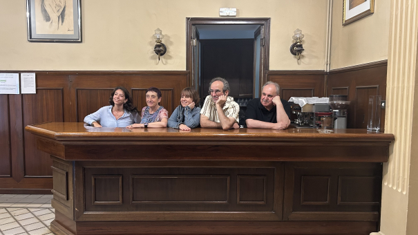 Camps, Soler, Busquets, Garcia-Arbós i Grau, al bar del Casino de Girona.