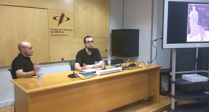 Les caricatures de Feliu Elias van ser el fil conductor de la xerrada.