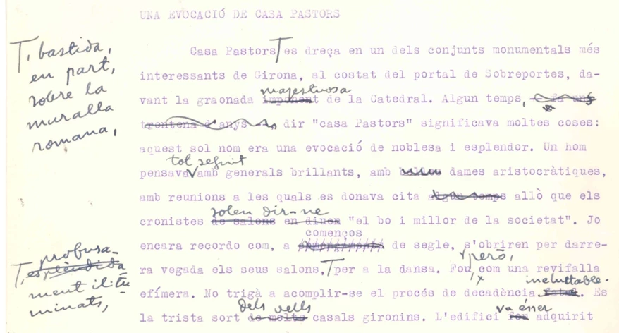 Guió d'una de les conferències que locutava Carles Rahola a través de Ràdio Girona.