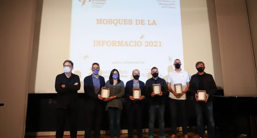 Els guardonats, amb Joan Ventura. 