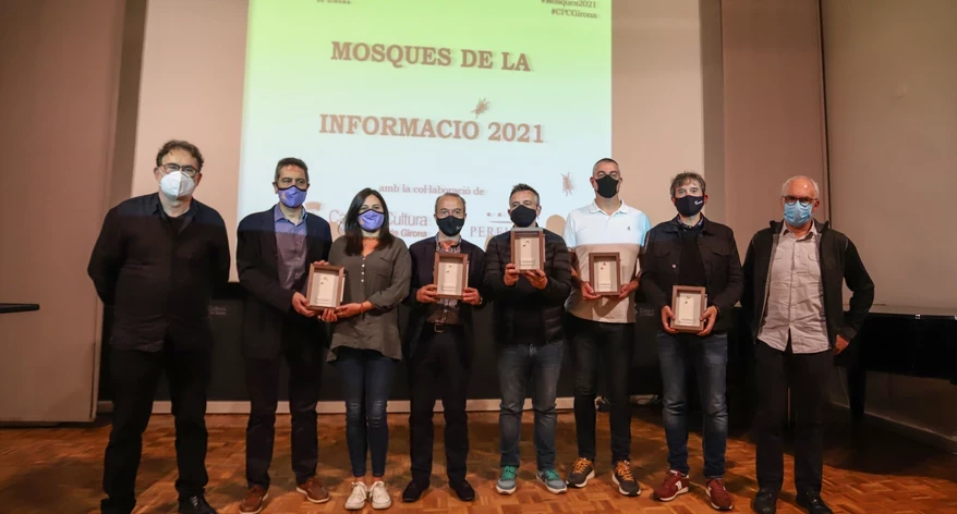 Els guardonats, amb Joan Ventura i un dels nebots de Pere Madrenys.