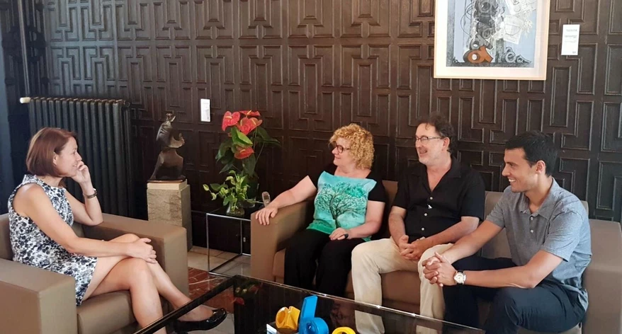 L'alcadessa de Girona amb Neus Bonet, Joan Ventura i Xevi Masachs.