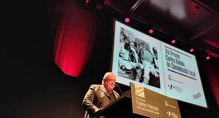 Jordi Grau, president de la Demarcació de Girona del Col·legi de Periodistes, durant el seu discurs.