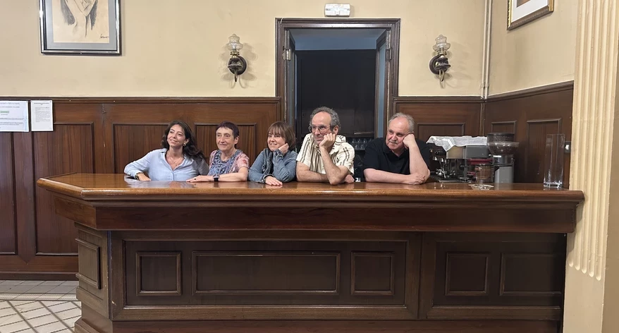 Camps, Soler, Busquets, Garcia-Arbós i Grau, al bar del Casino de Girona.