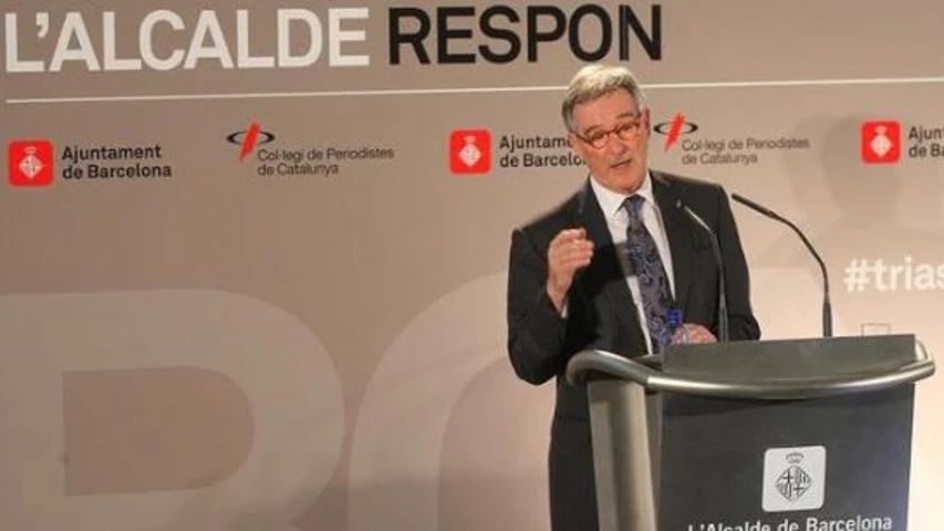 L'alcalde de Barcelona, Xavier Trias, durant la seva conferència. JULIO CARBÓ