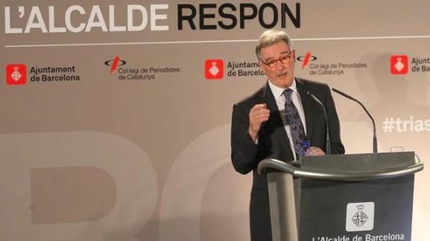 L'alcalde de Barcelona, Xavier Trias, durant la seva conferència. JULIO CARBÓ