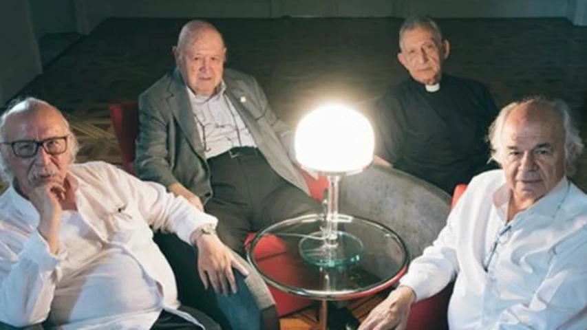 Quatre fundadors del GDP. D'esquerra a dreta: Joan Anton Benach, Josep Maria Cadena, Pere Pascual Piqué i Pere Oriol Costa. Foto: Vicente Pruna