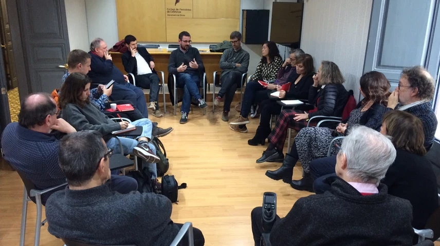 L'alcalde de Girona, durant el cafè "Off the record" que va oferir. 