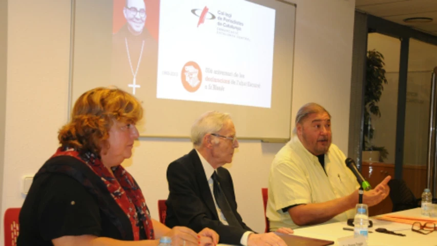 D'esquerra a dreta, Teresa Carreras, Pare Pius-Ramon Tragan i Antonio Franco