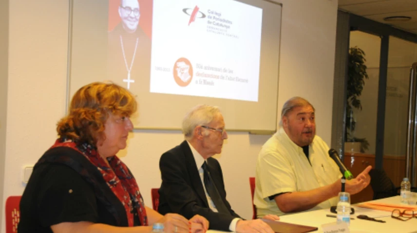 D'esquerra a dreta, Teresa Carreras, Pare Pius-Ramon Tragan i Antonio Franco