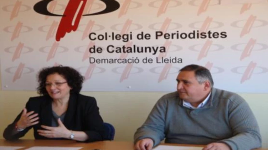 La regidora, a la dreta, i el president del CPCLleida durant la roda de premsa.