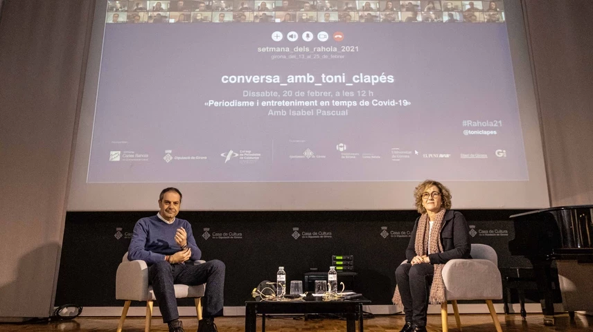 Toni Clapés i Isabel Pascual, abans de començar la conversa.