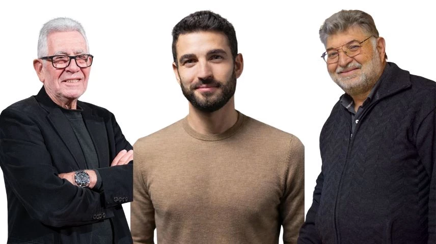 Els periodistes Gonçal Mazcuñán, Jordi de Planell Josep Genescà (d'esquuerra a dreta).