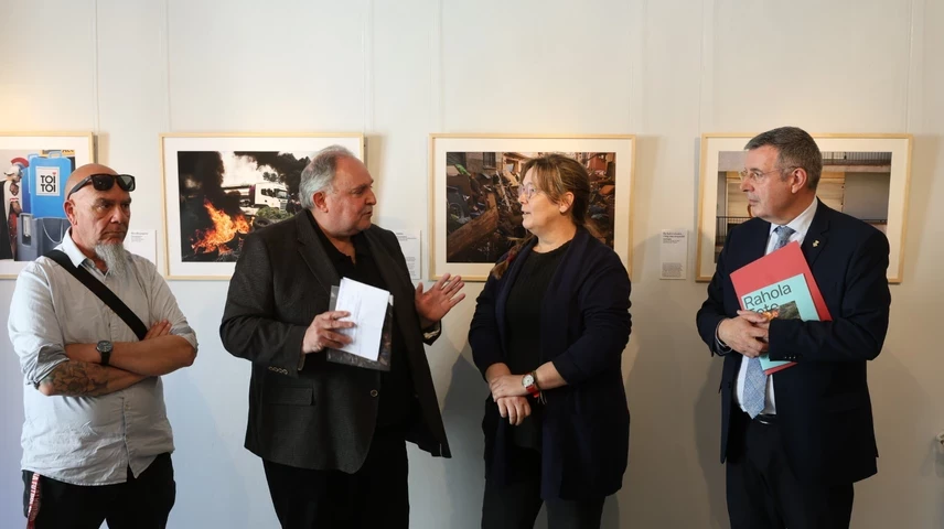 David Aparicio, Jordi Grau, Glòria Sánchez i Miquel Noguer, durant la inauguració. 