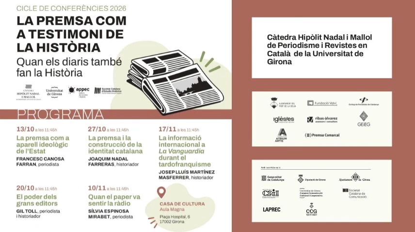 El cartell del cicle "La premsa com a testimoni de la Història"