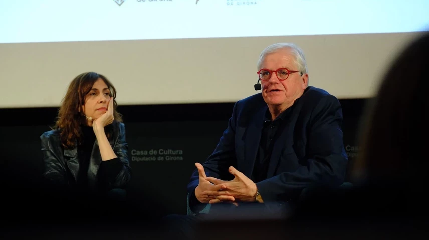 Cristina Puig i Lluís Falgàs durant la conversa. 