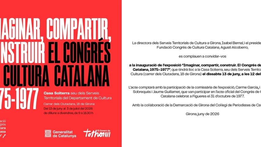 Invitació a l'acte de presentació de l'exposició "Imaginar, compartir, construir. El Congrés de Cultura Catalana 1975-1977"