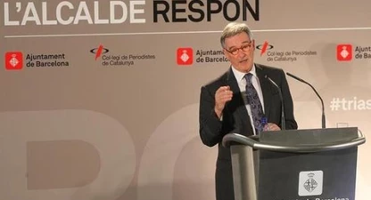 L'alcalde de Barcelona, Xavier Trias, durant la seva conferència. JULIO CARBÓ