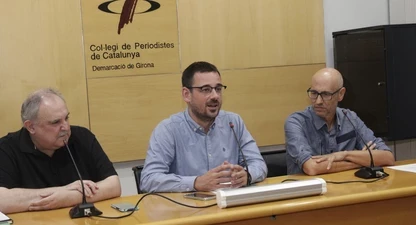 Jordi Grau, Lluc Salellas i Martí Ayats, durant la presentació.