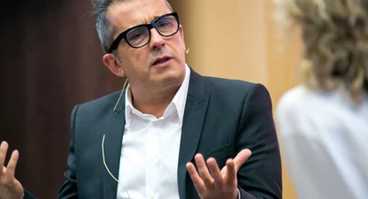 Andreu Buenafuente i Mònica Terribas durant la conversa que van mantenir al congrés. 