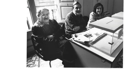 En Pere Madrenys i en Narcís-Jordi Aragó, en unes eleccions del Col·legi de Periodistes. 