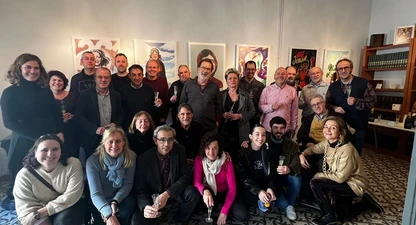 Els assistents a la I Trobada de Nadal de periodistes de Girona. 
