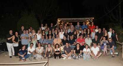 La tradicional foto de grup del XIV Sopar de Periodistes de Girona. 