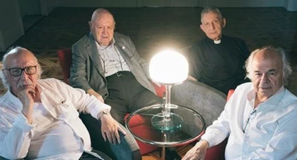 Quatre fundadors del GDP. D'esquerra a dreta: Joan Anton Benach, Josep Maria Cadena, Pere Pascual Piqué i Pere Oriol Costa. Foto: Vicente Pruna