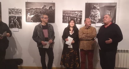 Jordi Ribot, Esther Molas, Kim Manresa i Jordi Grau, durant la inauguració. 