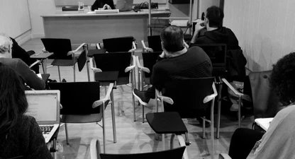El curs "Com treballa un reporter freelance" a la seu de Girona. 