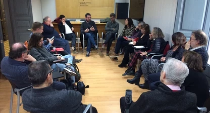 L'alcalde de Girona, durant el cafè "Off the record" que va oferir. 