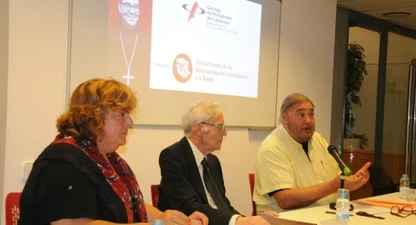 D'esquerra a dreta, Teresa Carreras, Pare Pius-Ramon Tragan i Antonio Franco