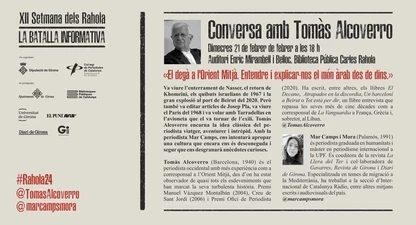 Tomàs Alcoverro protagonitza la segona conversa de la XII Setmana dels Rahola.