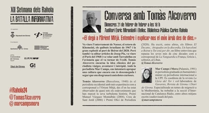 Tomàs Alcoverro protagonitza la segona conversa de la XII Setmana dels Rahola.