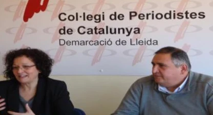 La regidora, a la dreta, i el president del CPCLleida durant la roda de premsa.