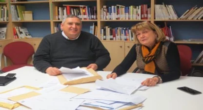 Rafa Gimena i Sara Mestres durant l'obertura dels 25 treballs. Foto: Paeria